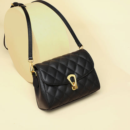 Women's bag genuine leather crossbody bag trendy plaid square bag fashion shoulder bag that goes with anything. Pochette