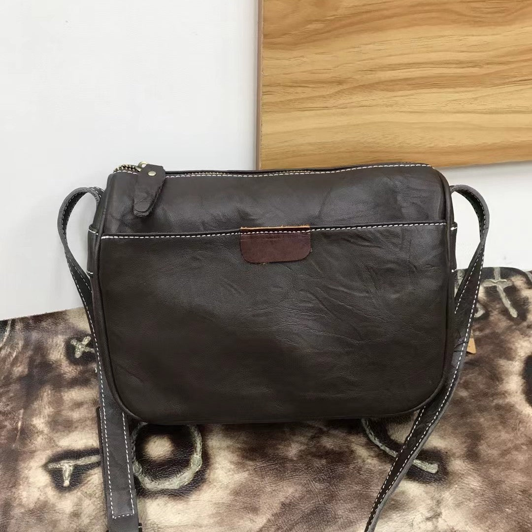 Men's Shoulder Bag Genuine Cowhide Leather Soft Leather Casual Fashion Men's Crossbody Bag 