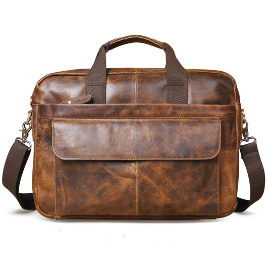 Men's Handbag Briefcase Cowhide Genuine Leather Retro Business Computer Bag for Men 