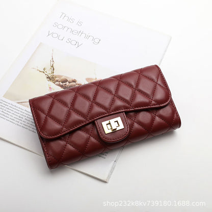 Women's wallet Checked coin purse Fashion sheepskin wallet Bifold wallet Clutch bag Goes with anything