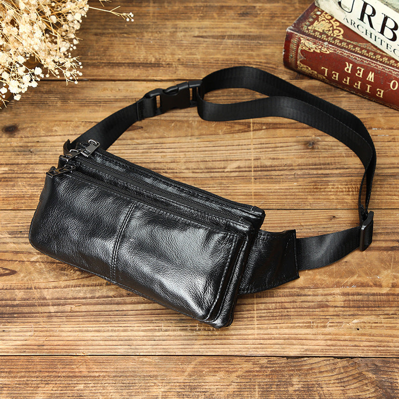 Men's Shoulder Bag Genuine Cowhide Leather Retro Casual Crossbody Bag for Men 