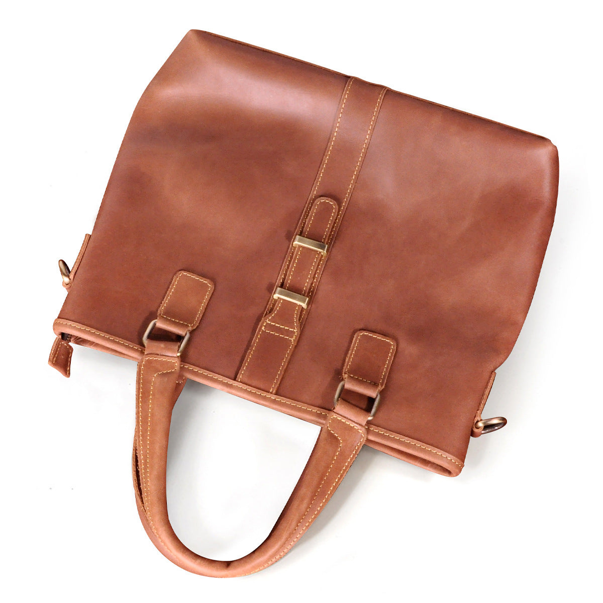 Men's Briefcase Shoulder Bag Retro Business Handbag Cowhide Genuine Leather Men Computer Bag 