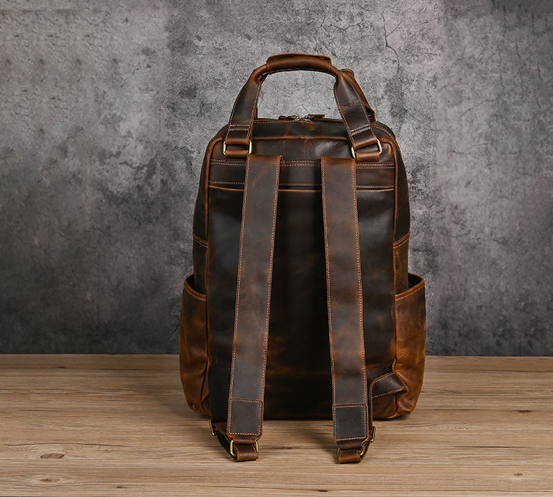 Men's backpack Cowhide genuine leather large capacity outdoor casual men's travel bag computer bag 