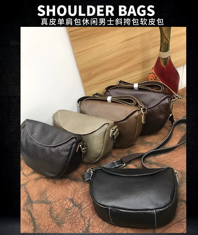 Men's Shoulder Bag Original Cowhide Genuine Leather Commuting Simple Luxury Men's Crossbody Bag 