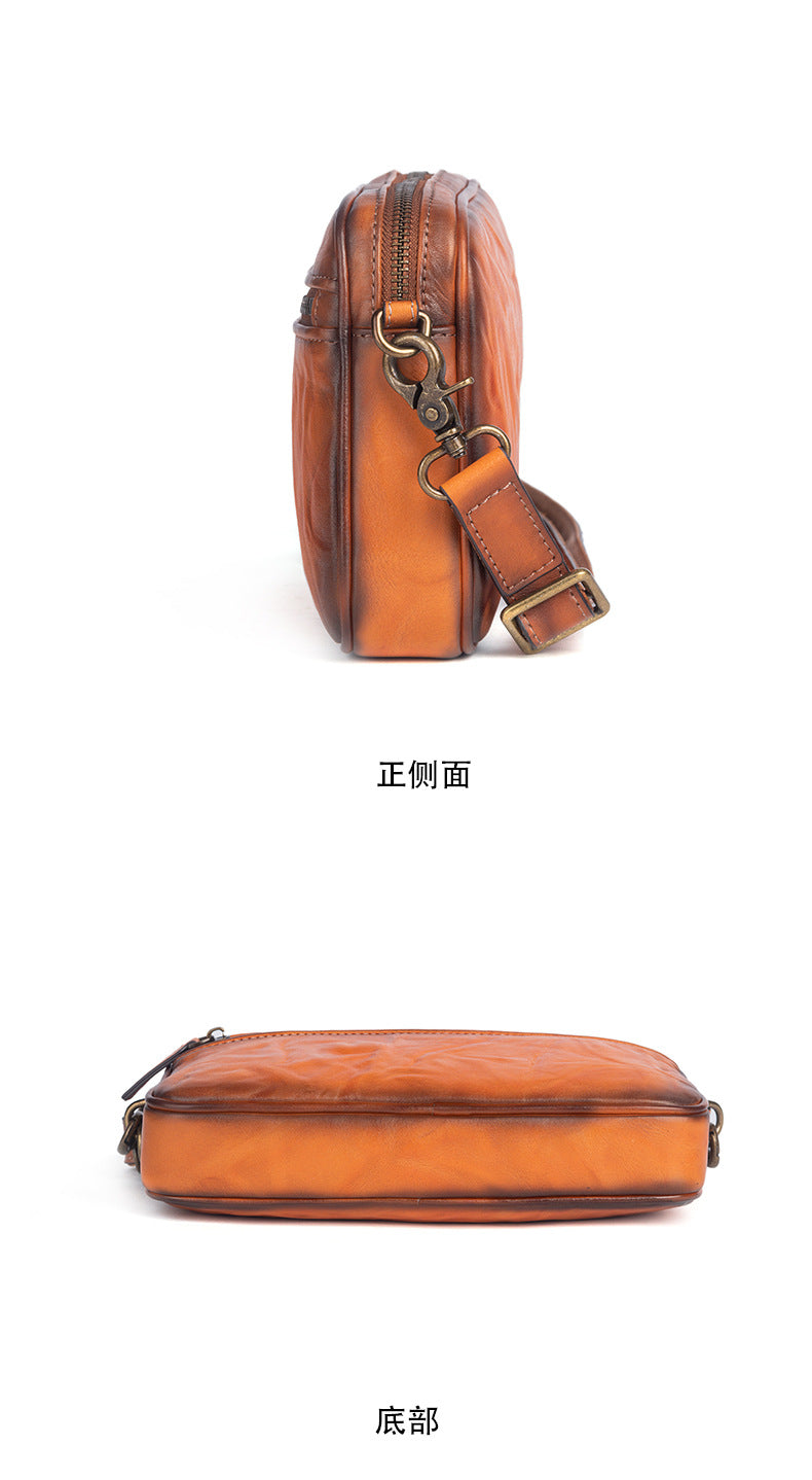 Men's Shoulder Bag Genuine Cowhide Leather Retro Crossbody Bag for Men 