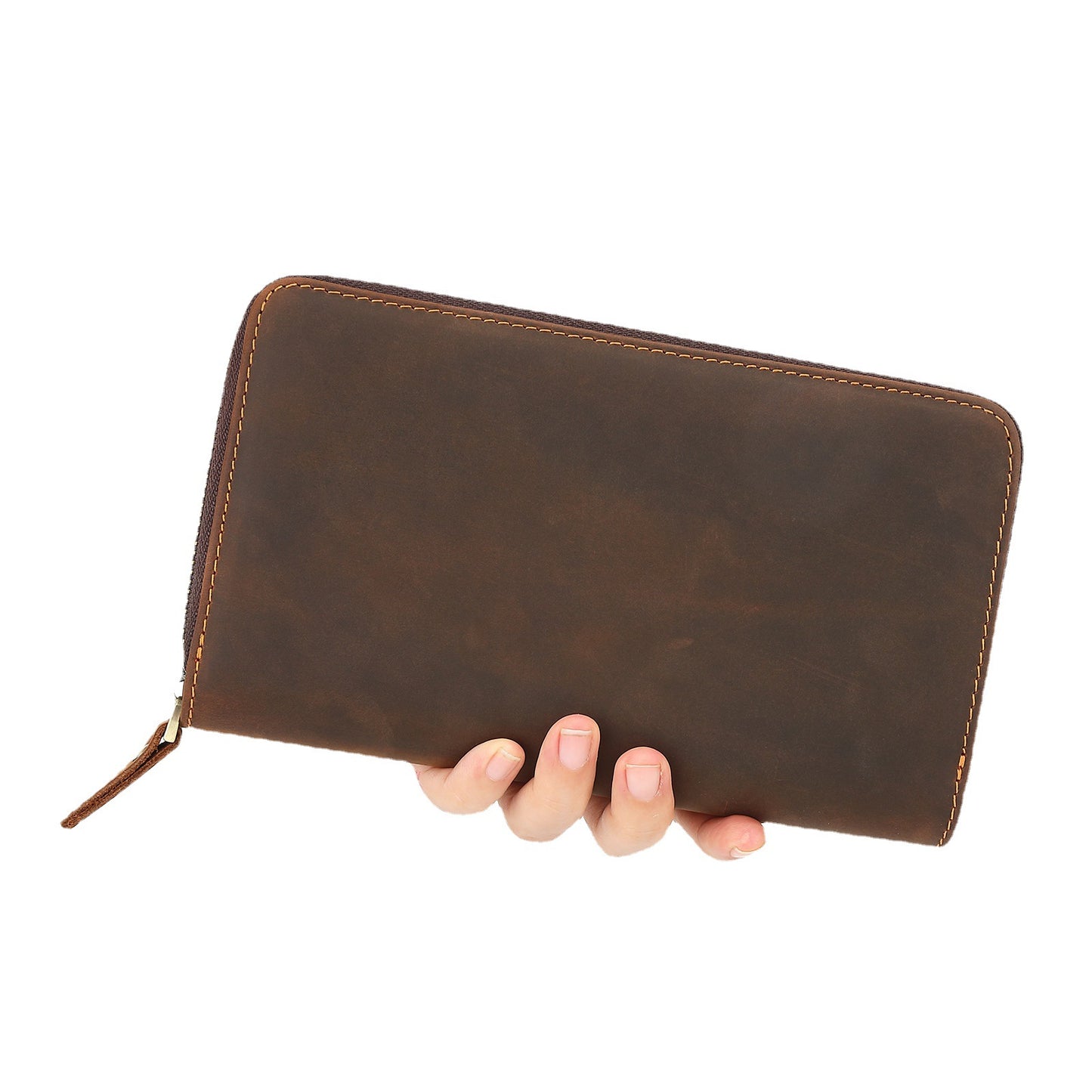 Men's long wallet Cowhide large capacity retro simple wallet for men 