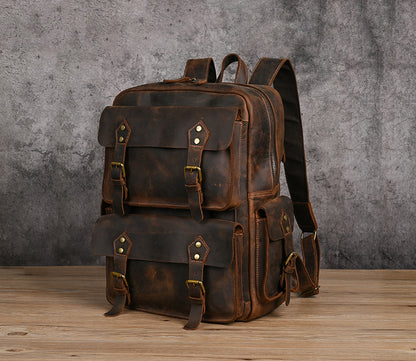 Men's backpack Cowhide genuine leather large capacity outdoor casual men's travel bag computer bag 