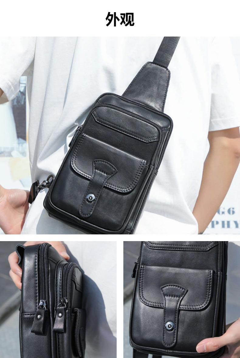 Men's Crossbody Bag Cowhide Retro Multifunctional Fashion Shoulder Bag for Men 