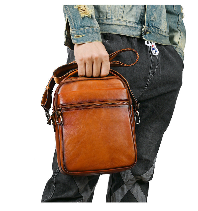 Men's Shoulder Bag Genuine Cowhide Leather Commuting Crossbody Bag for Men 