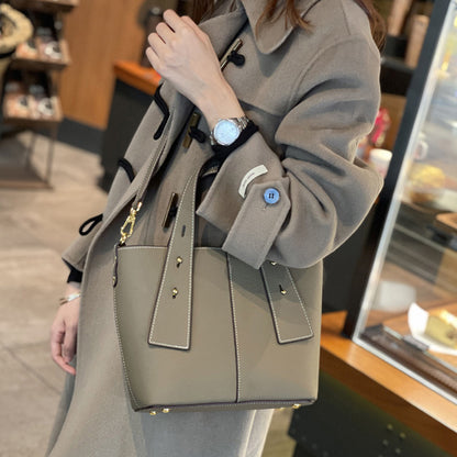 Women's Handbag Large Capacity Genuine Leather Bucket Bag Crossbody Bag Tote Bag Fashion Shoulder Bag.Pochette