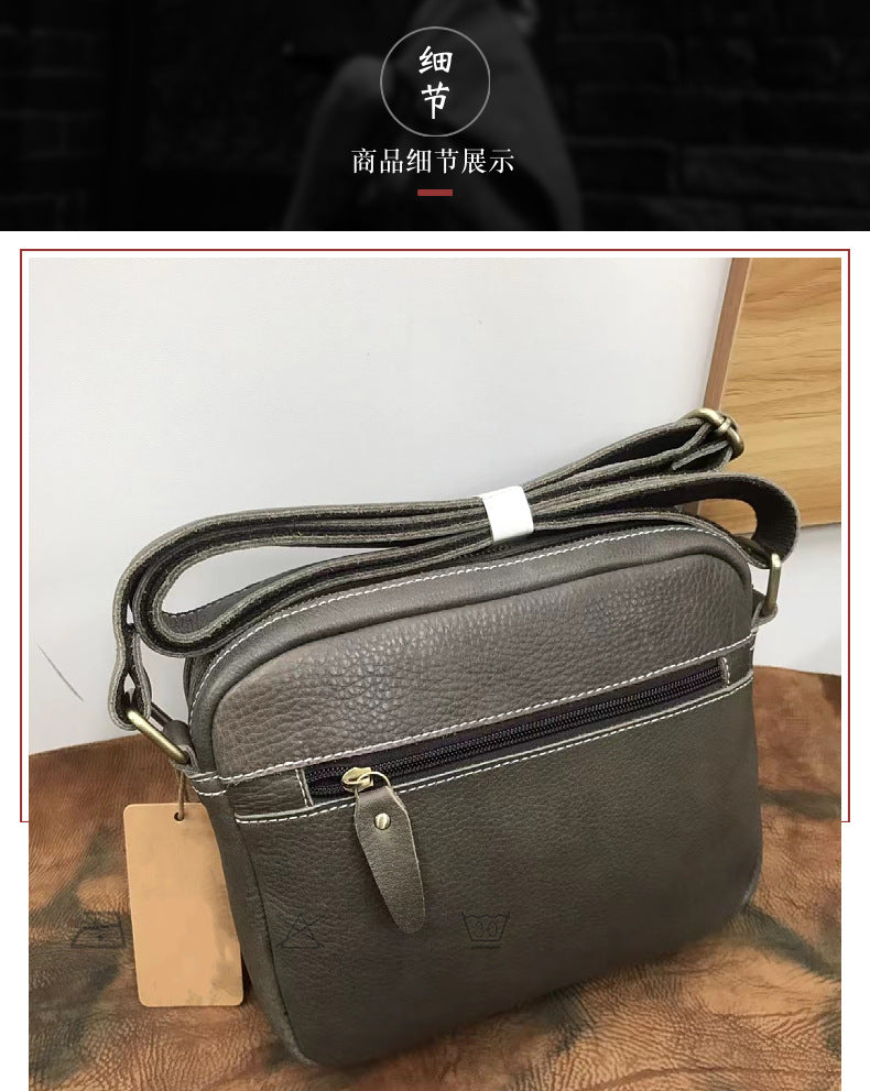 Men's shoulder bag Genuine cowhide leather casual Korean fashion multifunctional crossbody bag for men 