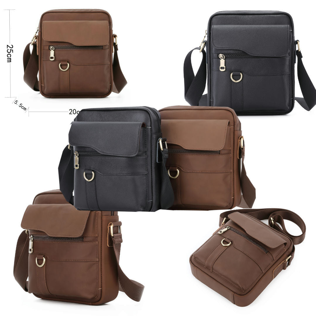 Men's shoulder bag Genuine cowhide leather retro large capacity crossbody bag for men 