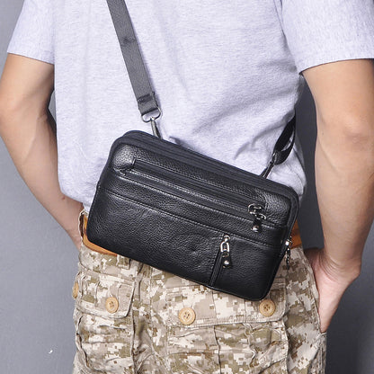 Men's Waist Pouch Cowhide Genuine Leather Retro Fashion Casual Outdoor Men's Bag 