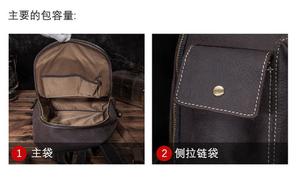 Men's backpack cowhide genuine leather retro large capacity outdoor computer bag for men