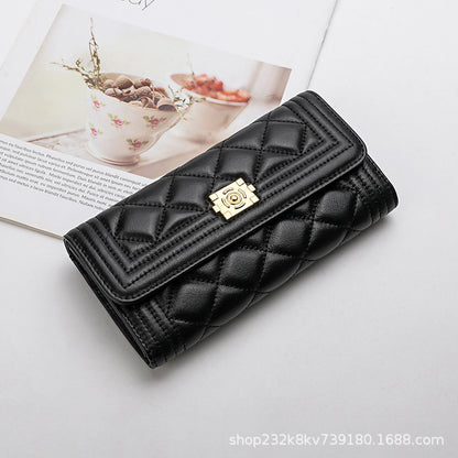 Ladies long wallet genuine leather luxury wallet check sheep leather bag clutch bag wallet ladies wallet