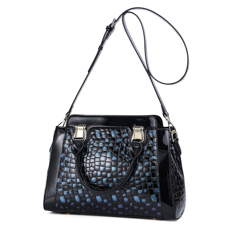 Leopard print genuine leather women's bag top cowhide large capacity retro bag shoulder bag simple high quality handbag.bag