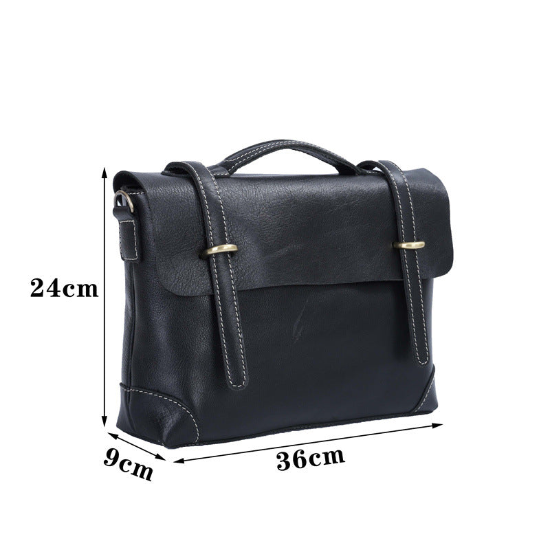 Men's Shoulder Bag Retro Cowhide Crazy Horse Messenger Bag Casual Fashion Large Capacity Crossbody Bag for Men Computer Bag 