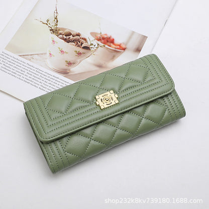 Ladies long wallet genuine leather luxury wallet check sheep leather bag clutch bag wallet ladies wallet