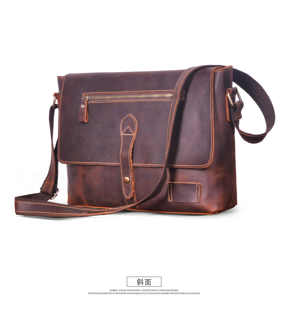 Men's Crossbody Bag Cowhide Genuine Leather Retro Men's Shoulder Bag 