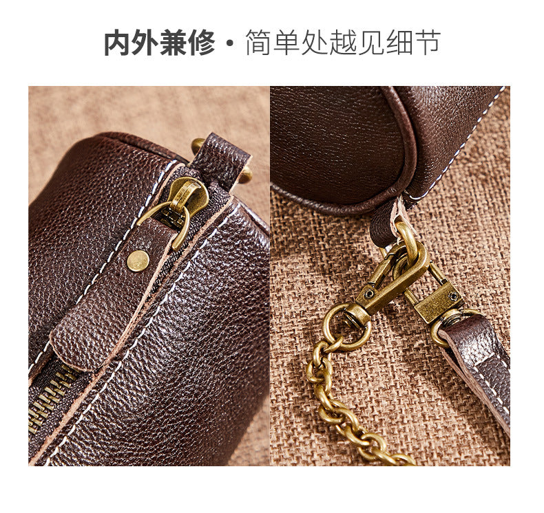 Women's bag Retro armpit bag Top cowhide cylindrical bag Chain bag that goes with anything Fashion shoulder bag.Pochette