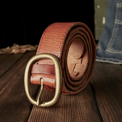 Men's Belt Hand-knitted Cowhide Genuine Leather Copper Needle Buckle Retro Fashion Personality Casual Men's Belt 