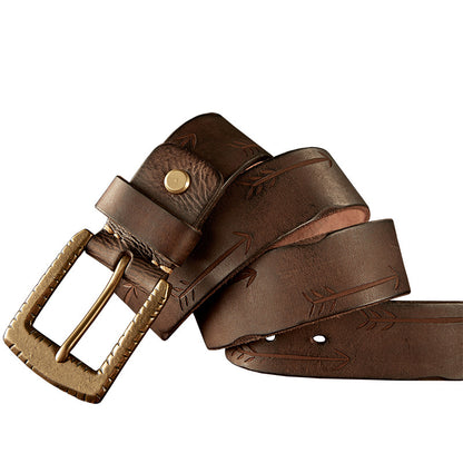 Men's Belt Handmade Vintage Genuine Cowhide Leather Needle Buckle Unique Fashion Casual Men's Belt 