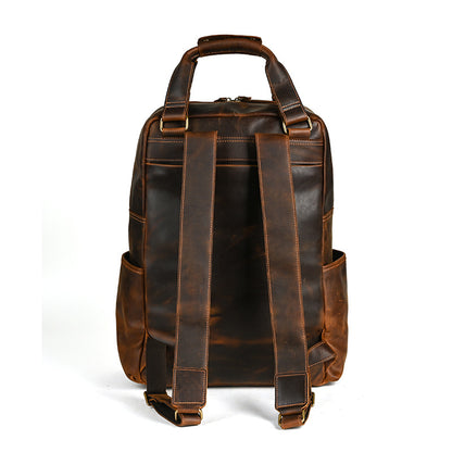 Men's backpack Cowhide genuine leather large capacity outdoor casual men's travel bag computer bag 