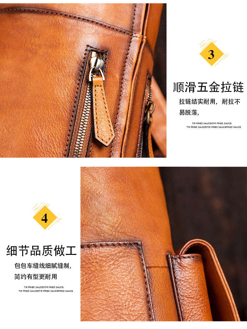 Men's bust bag Genuine cowhide leather retro fashion crossbody bag for men 