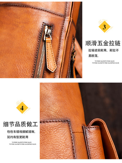 Men's bust bag Genuine cowhide leather retro fashion crossbody bag for men 