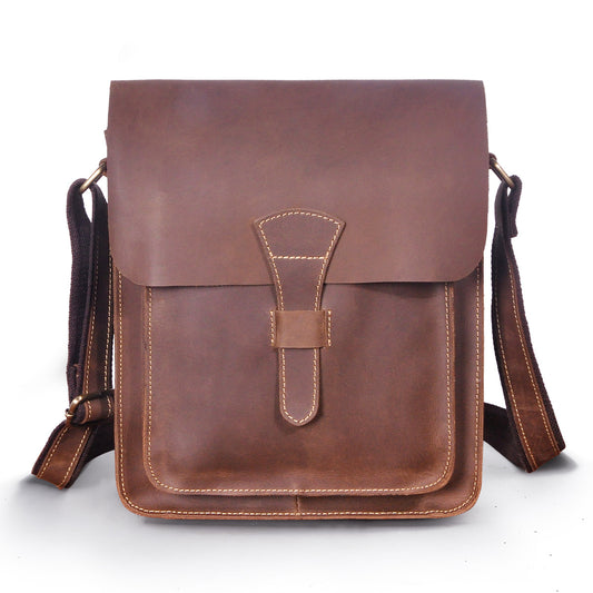 Men's Briefcase Genuine Cowhide Leather Crossbody Bag Retro Business Men Shoulder Bag Computer Bag 