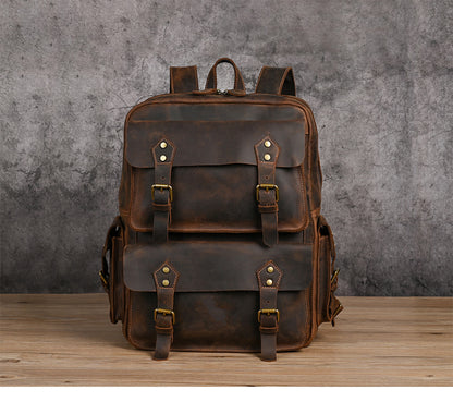 Men's backpack Cowhide genuine leather large capacity outdoor casual men's travel bag computer bag 