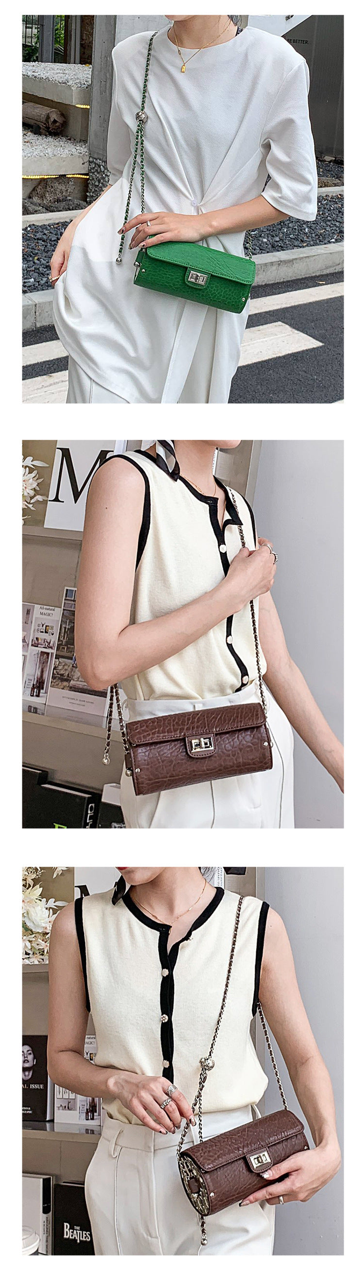 Genuine Leather Women Bag Trend Fashion Casual Sheep Leather Chain Bag Crossbody Bag 