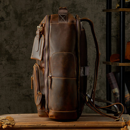 Men's Rucksack Handmade Cowhide Crazy Horse Retro Travel Luggage Computer Bag for Men 