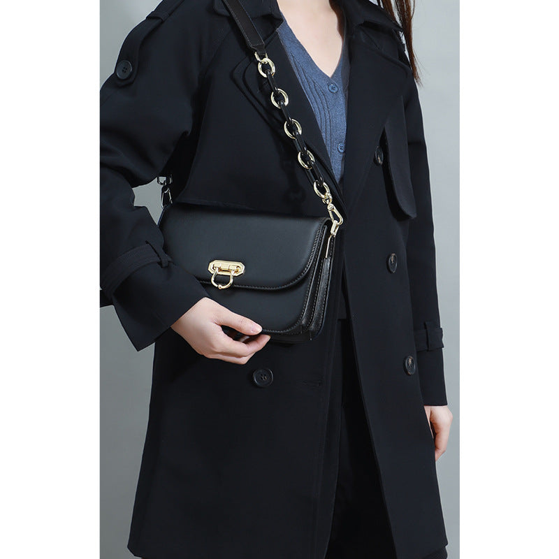 Genuine leather armpit bag fashion chain bag crossbody bag square bag shoulder bag that goes with anything. Pochette