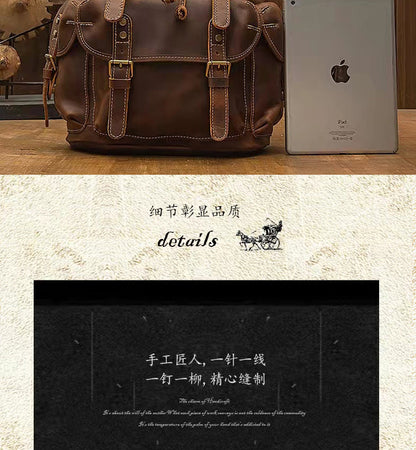 Men's backpack handmade genuine cowhide leather retro unique fashion casual travel bag 