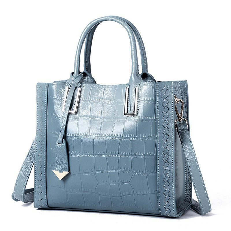 Women's bag Crocodile pattern woven handbag Genuine leather big bag trend Elegant shoulder bag Temperament handbag.bag