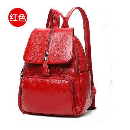 Genuine leather stylish women's bag Cowhide rucksack casual Boston bag that goes with anything