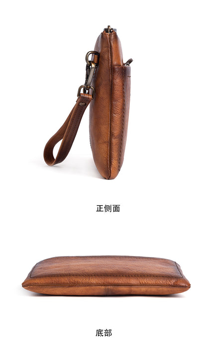 Men's Clutch Bag Cowhide Retro Casual Handbags for Men 