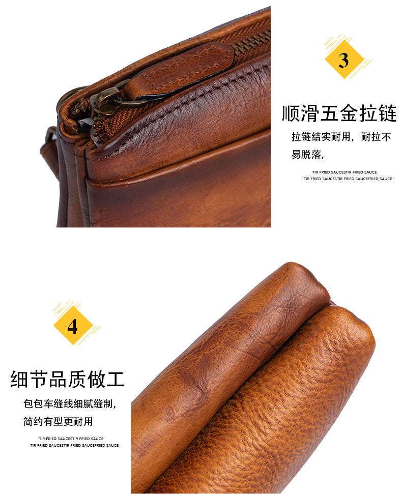 Men's Clutch Bag Genuine Cowhide Leather Retro Casual Men's Bag 