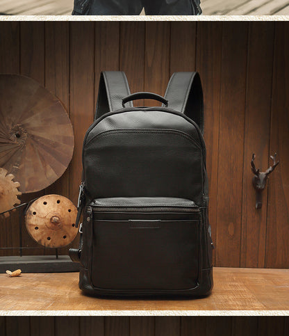 Men's backpack handmade cowhide genuine leather simple casual quality travel bag 