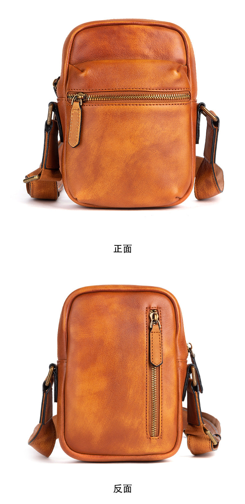 Men's Shoulder Bag Genuine Cowhide Leather Retro Casual Crossbody Bag for Men 