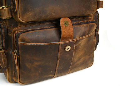 Men's backpack made of cowhide genuine leather large capacity retro casual men's business trip bag computer bag 