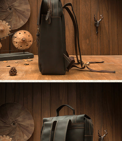 Men's backpack, handmade, quality, large capacity, genuine cowhide leather, fashion travel bag, computer bag 