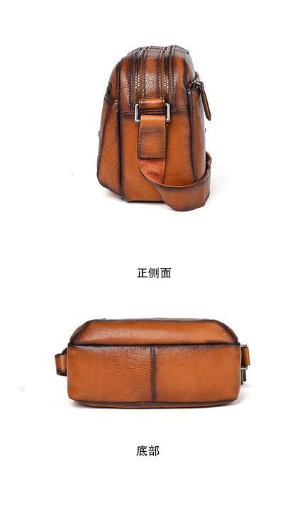 Men's shoulder bag Genuine cowhide leather large capacity simple crossbody bag for men 