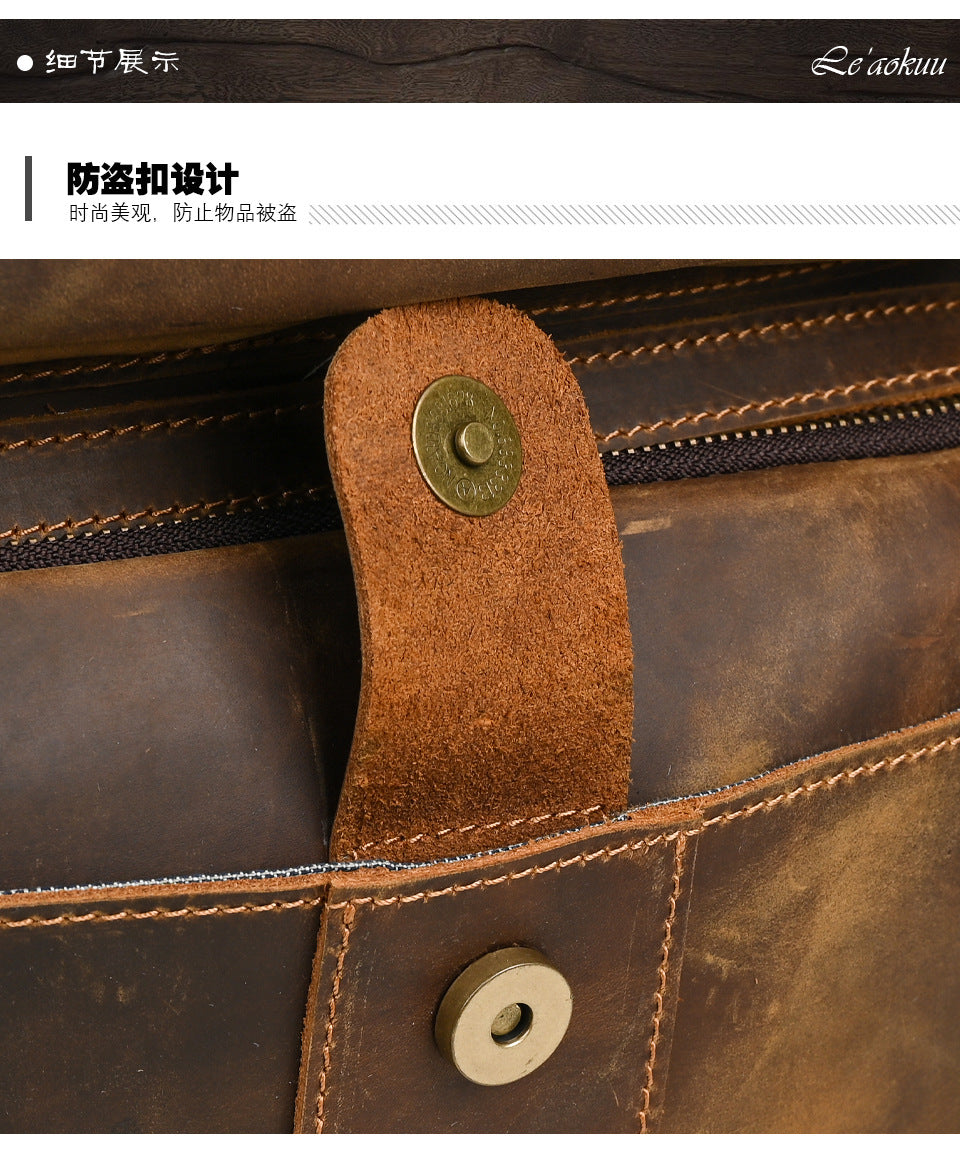 Men's backpack made of cowhide genuine leather large capacity retro casual men's business trip bag computer bag 