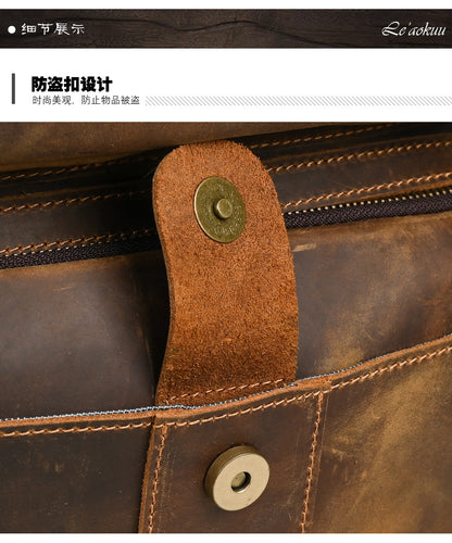 Men's backpack made of cowhide genuine leather large capacity retro casual men's business trip bag computer bag 