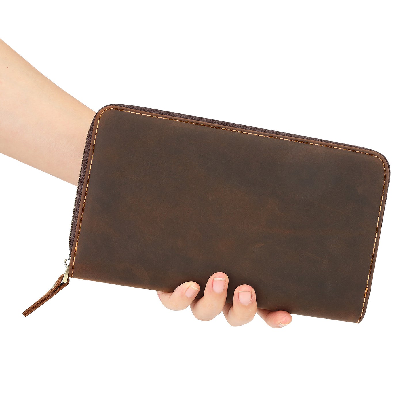 Men's long wallet Cowhide large capacity retro simple wallet for men 