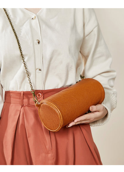 Women's bag Retro armpit bag Top cowhide cylindrical bag Chain bag that goes with anything Fashion shoulder bag.Pochette