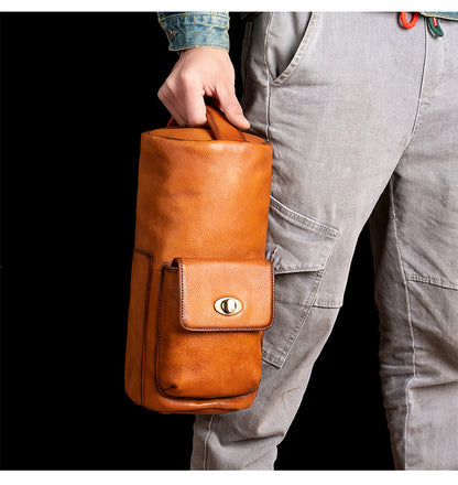 Men's bust bag Genuine cowhide leather retro fashion crossbody bag for men 