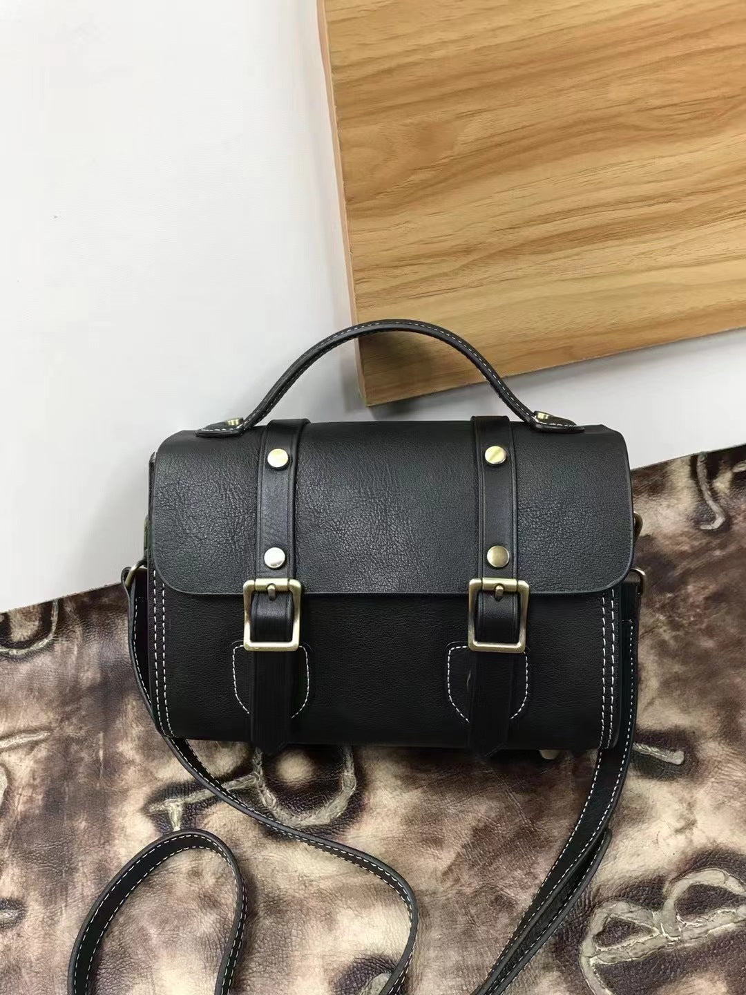 Men's Shoulder Bag Cowhide Genuine Leather Crazy Horse Korean Fashion Casual Men's Crossbody Bag Messenger Bag 